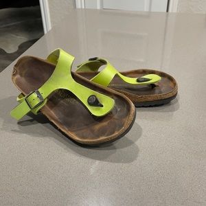 Green Birkenstock sandals